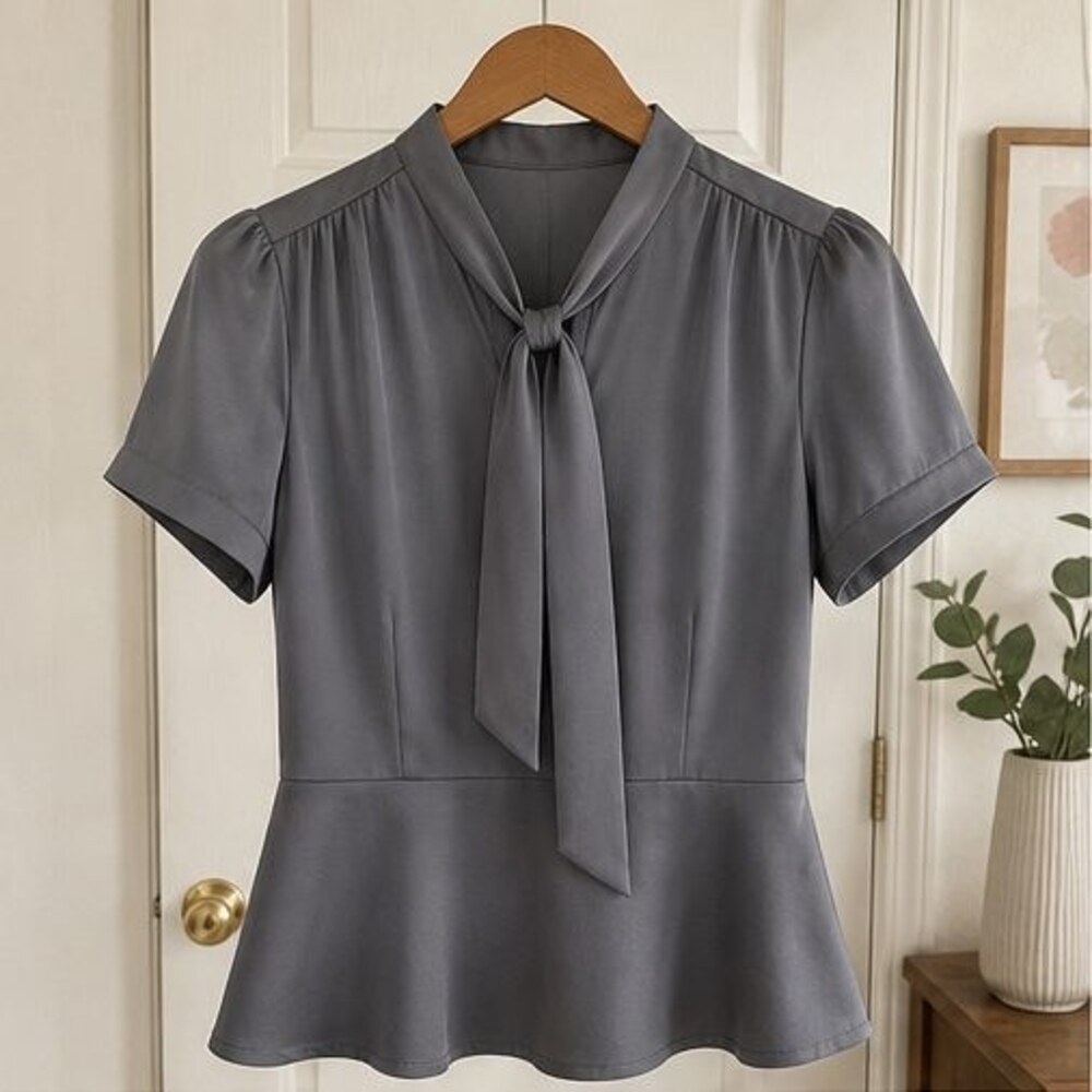 Gray Lace Trim Top